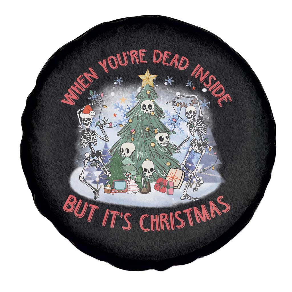 Dancing Skeleton Xmas Spare Tire Cover When You're Dead Inside But It's Christmas