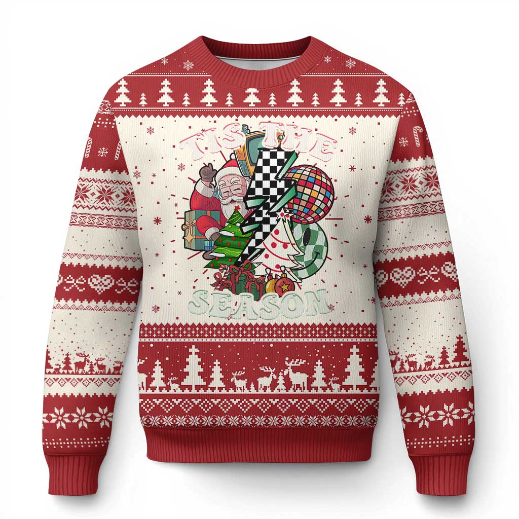 Groovy Christmas Ugly Christmas Sweater Tis The Season Retro Santa Vibe - Wonder Print Shop