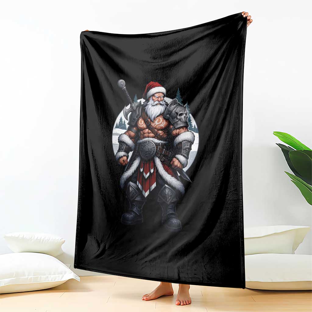 Epic Viking Santa Christmas Throw Blanket Barbarian Style Holiday Warrior Claus - Wonder Print Shop