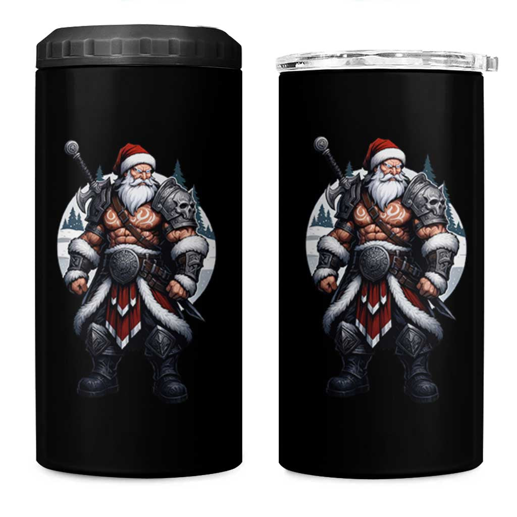 Epic Viking Santa Christmas 4 in 1 Can Cooler Tumbler Barbarian Style Holiday Warrior Claus - Wonder Print Shop