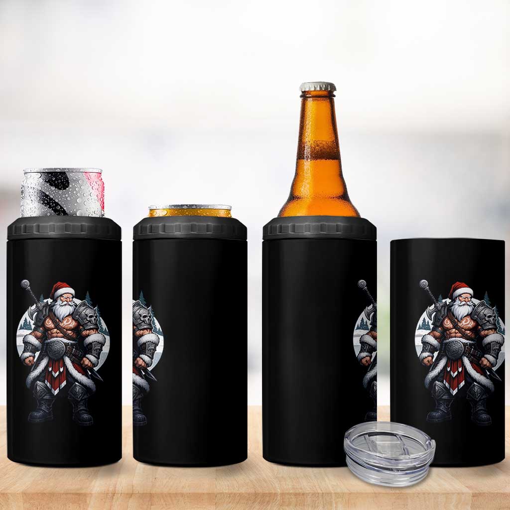 Epic Viking Santa Christmas 4 in 1 Can Cooler Tumbler Barbarian Style Holiday Warrior Claus - Wonder Print Shop