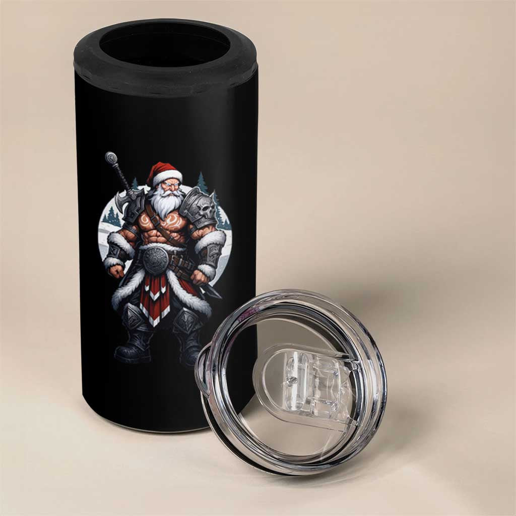 Epic Viking Santa Christmas 4 in 1 Can Cooler Tumbler Barbarian Style Holiday Warrior Claus - Wonder Print Shop