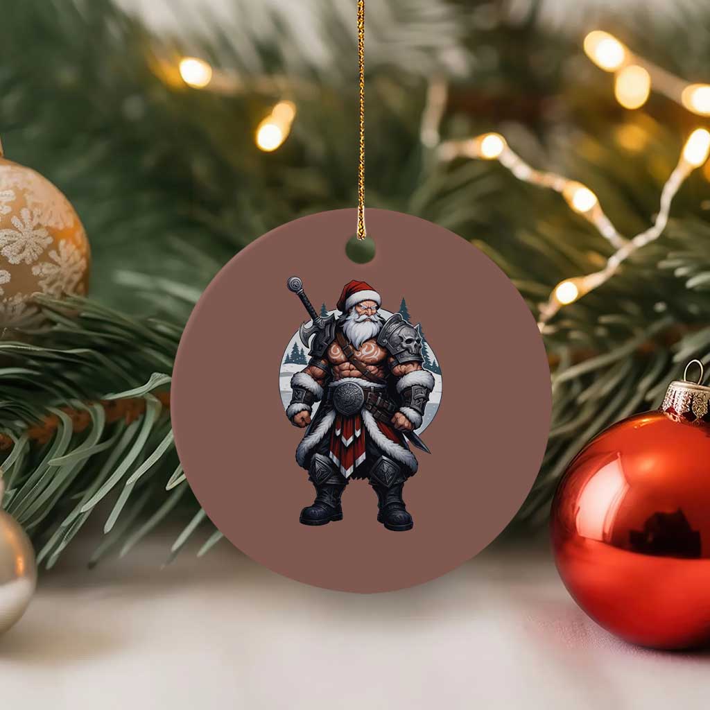 Epic Viking Santa Christmas Ceramic Ornament Barbarian Style Holiday Warrior Claus - Wonder Print Shop