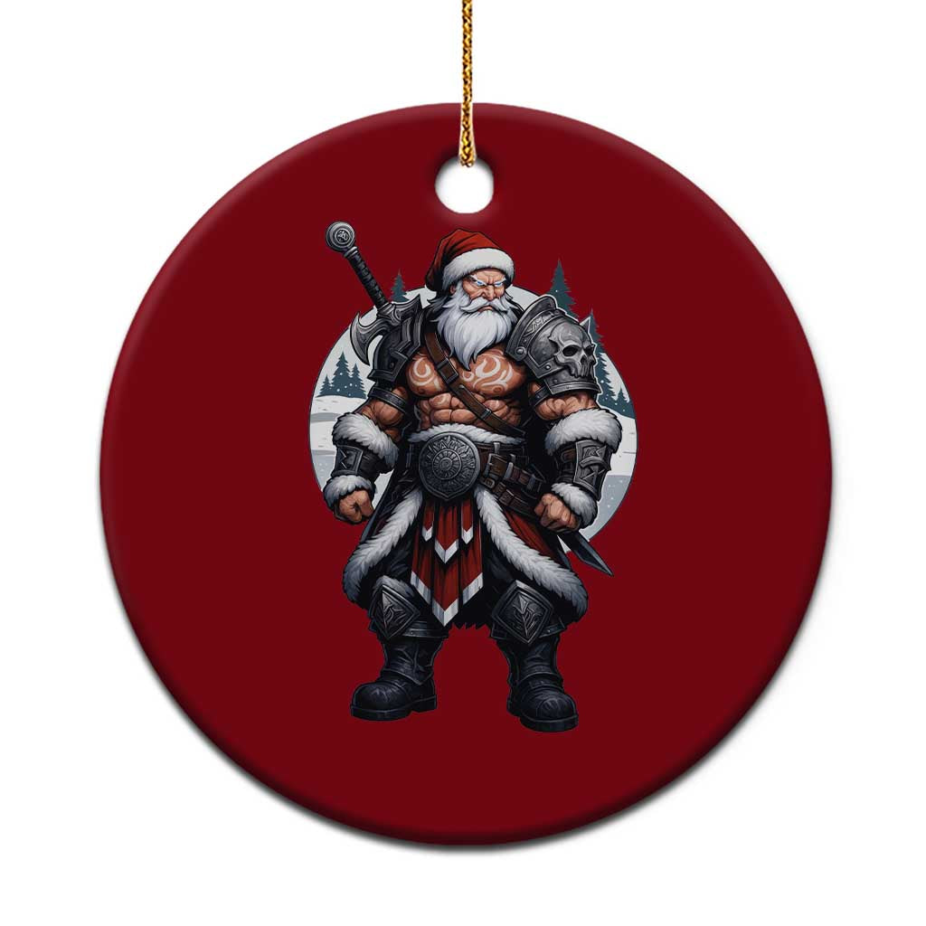 Epic Viking Santa Christmas Ceramic Ornament Barbarian Style Holiday Warrior Claus - Wonder Print Shop