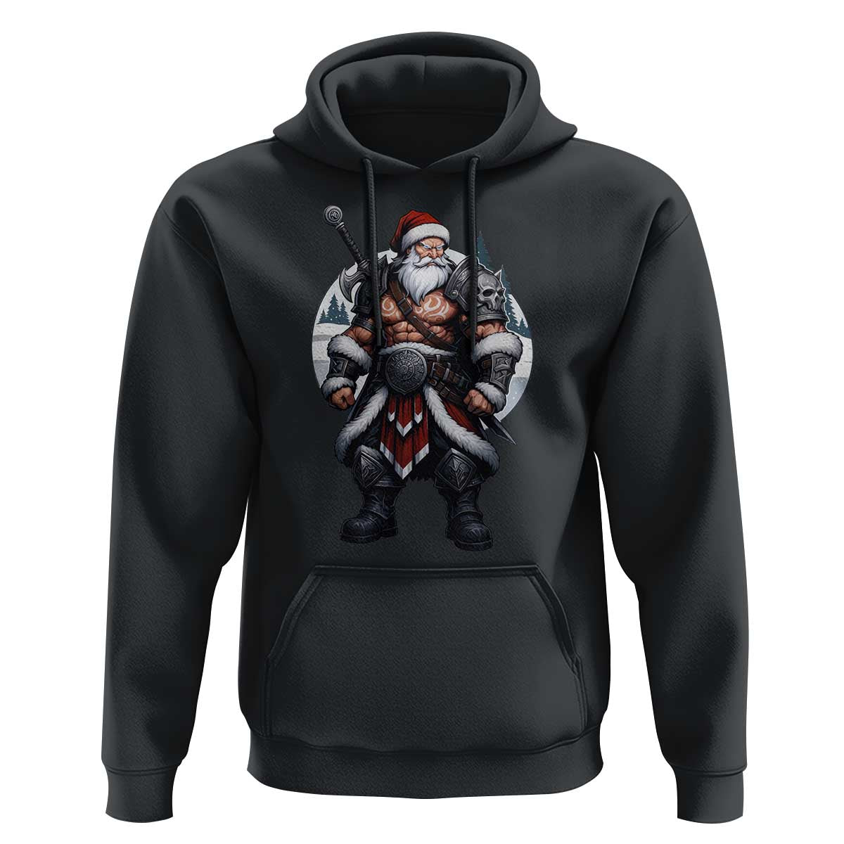Epic Viking Santa Christmas Hoodie Barbarian Style Holiday Warrior Claus - Wonder Print Shop