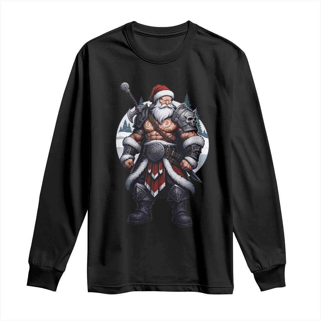 Epic Viking Santa Christmas Long Sleeve Shirt Barbarian Style Holiday Warrior Claus - Wonder Print Shop