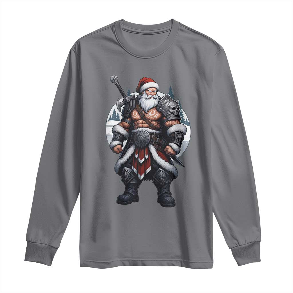 Epic Viking Santa Christmas Long Sleeve Shirt Barbarian Style Holiday Warrior Claus - Wonder Print Shop