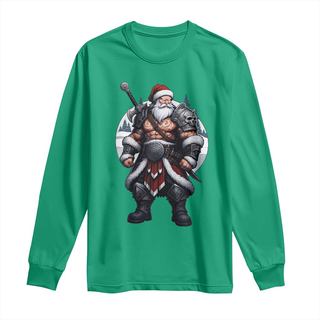 Epic Viking Santa Christmas Long Sleeve Shirt Barbarian Style Holiday Warrior Claus - Wonder Print Shop