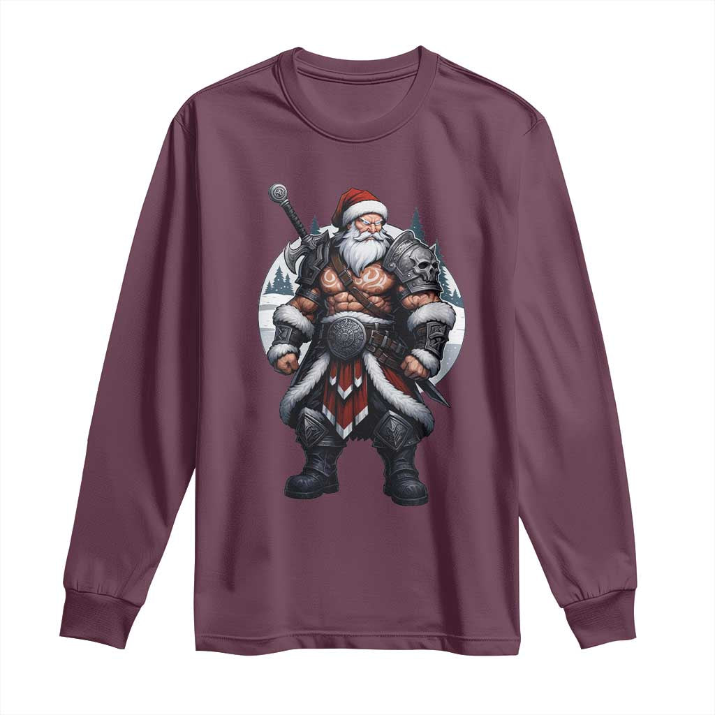 Epic Viking Santa Christmas Long Sleeve Shirt Barbarian Style Holiday Warrior Claus - Wonder Print Shop