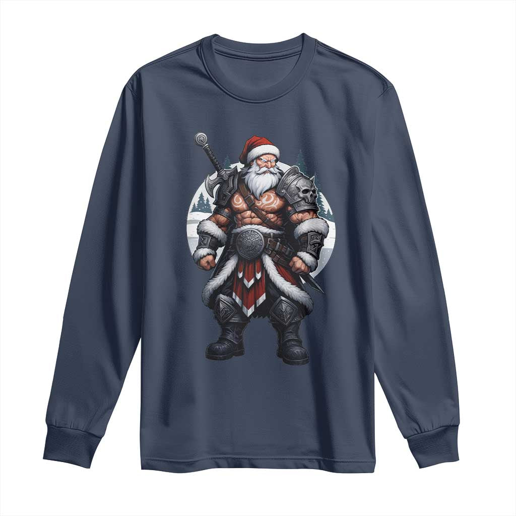 Epic Viking Santa Christmas Long Sleeve Shirt Barbarian Style Holiday Warrior Claus - Wonder Print Shop