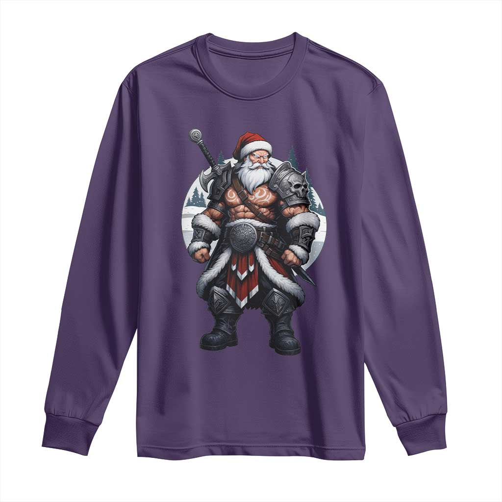 Epic Viking Santa Christmas Long Sleeve Shirt Barbarian Style Holiday Warrior Claus - Wonder Print Shop