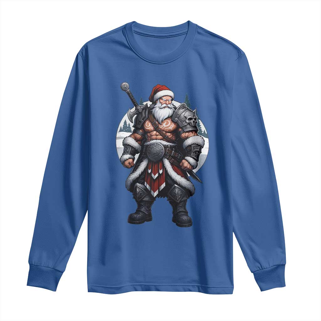 Epic Viking Santa Christmas Long Sleeve Shirt Barbarian Style Holiday Warrior Claus - Wonder Print Shop