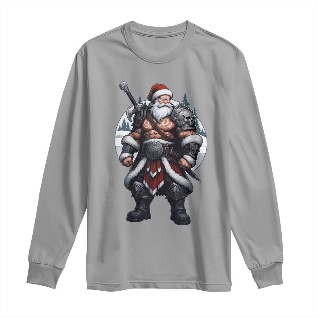 Epic Viking Santa Christmas Long Sleeve Shirt Barbarian Style Holiday Warrior Claus - Wonder Print Shop