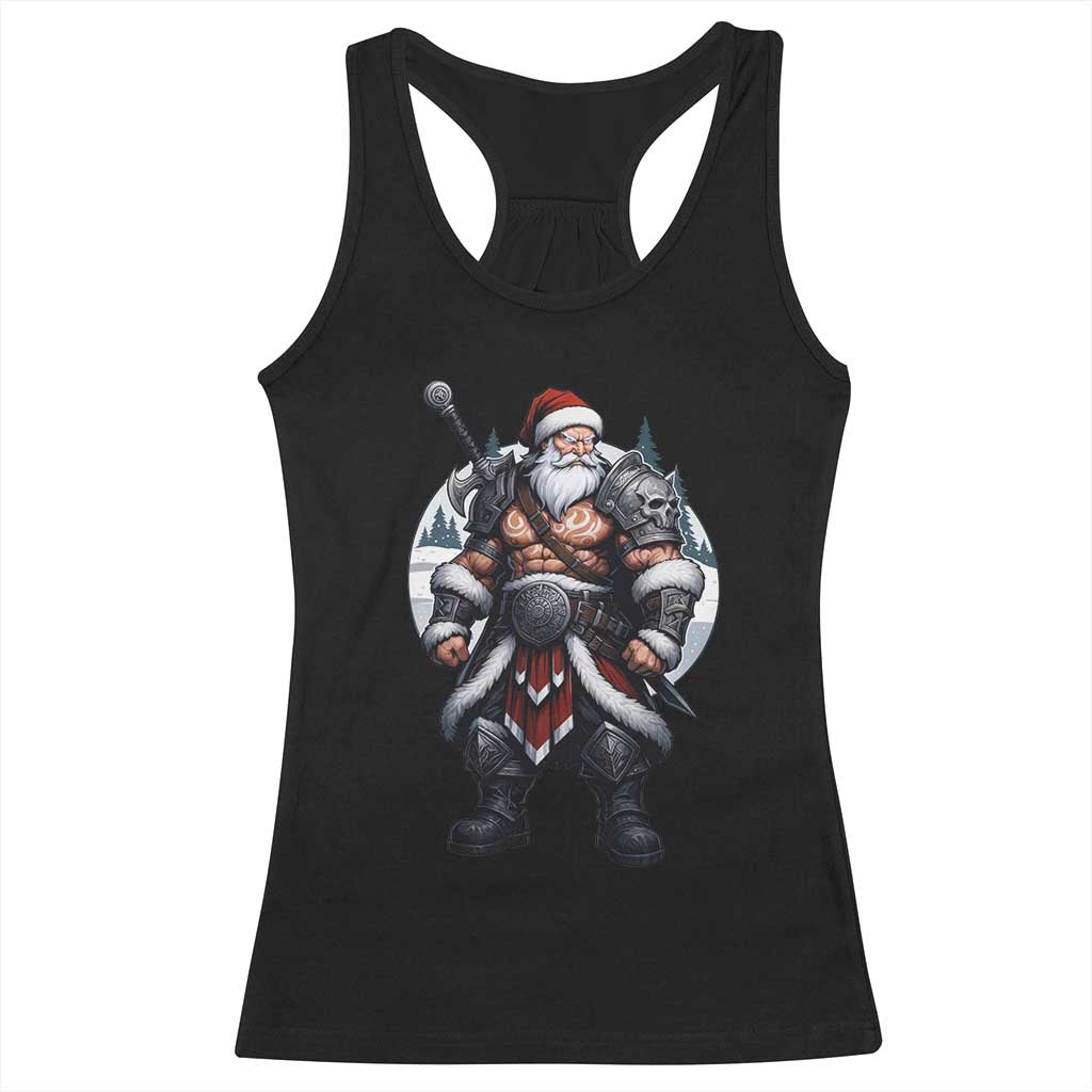 Epic Viking Santa Christmas Racerback Tank Top Barbarian Style Holiday Warrior Claus - Wonder Print Shop