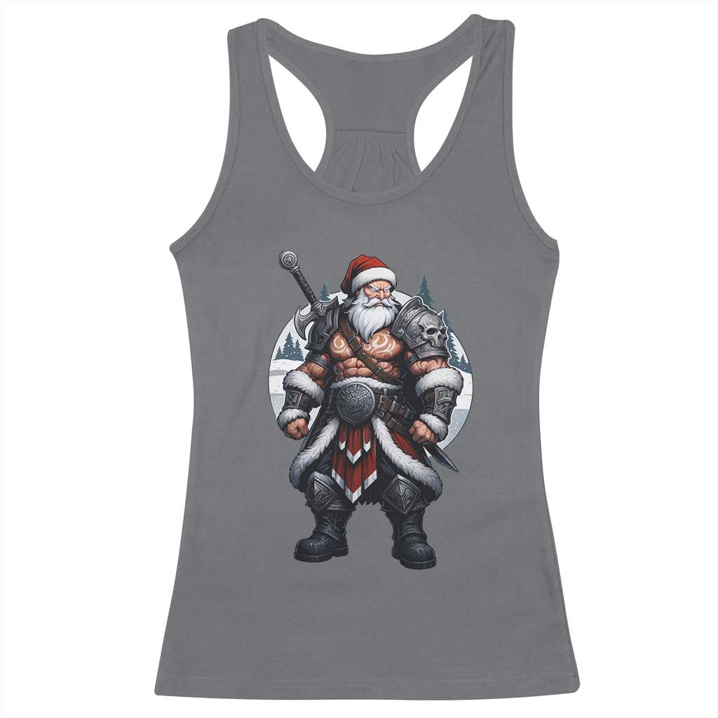 Epic Viking Santa Christmas Racerback Tank Top Barbarian Style Holiday Warrior Claus - Wonder Print Shop
