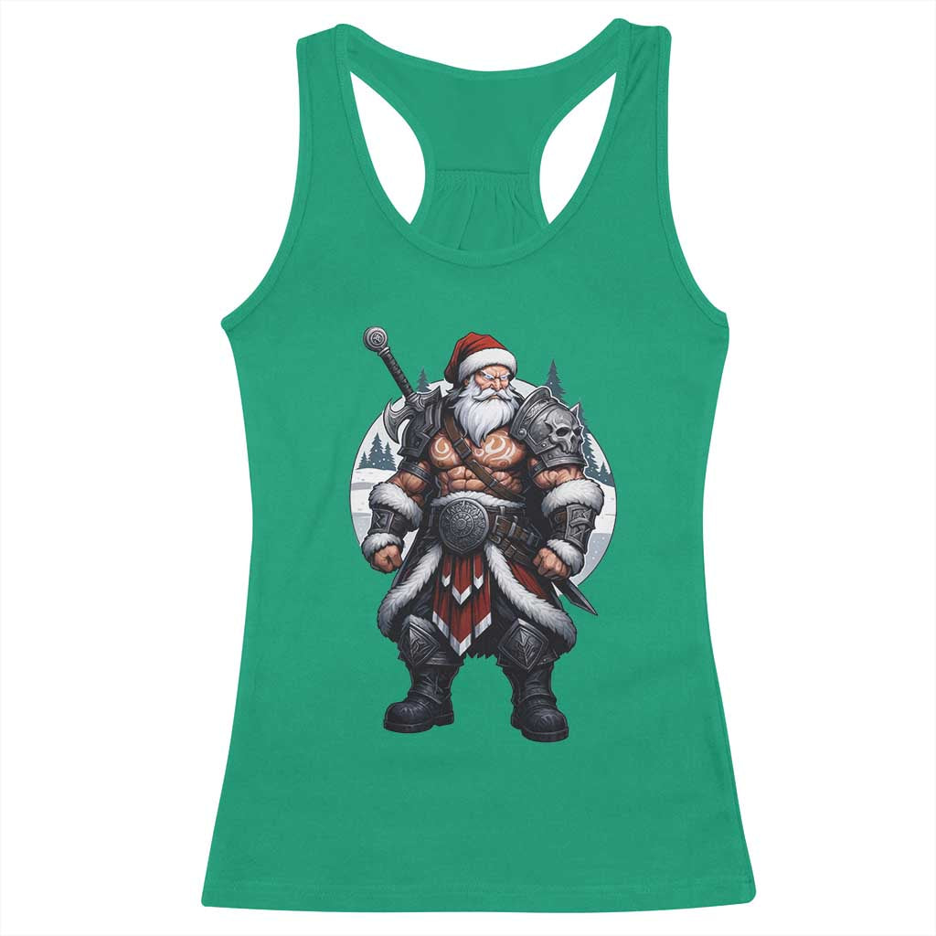 Epic Viking Santa Christmas Racerback Tank Top Barbarian Style Holiday Warrior Claus - Wonder Print Shop