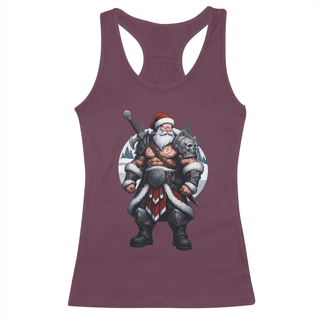 Epic Viking Santa Christmas Racerback Tank Top Barbarian Style Holiday Warrior Claus - Wonder Print Shop