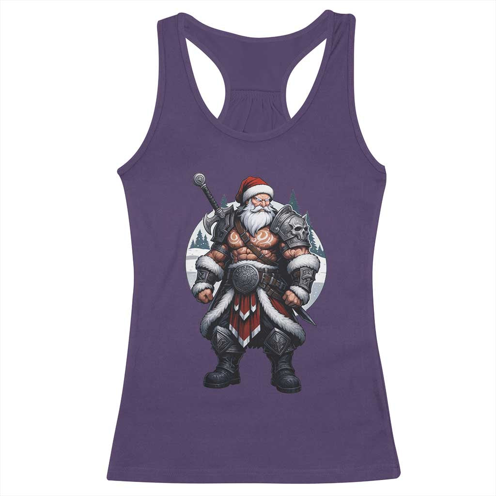 Epic Viking Santa Christmas Racerback Tank Top Barbarian Style Holiday Warrior Claus - Wonder Print Shop