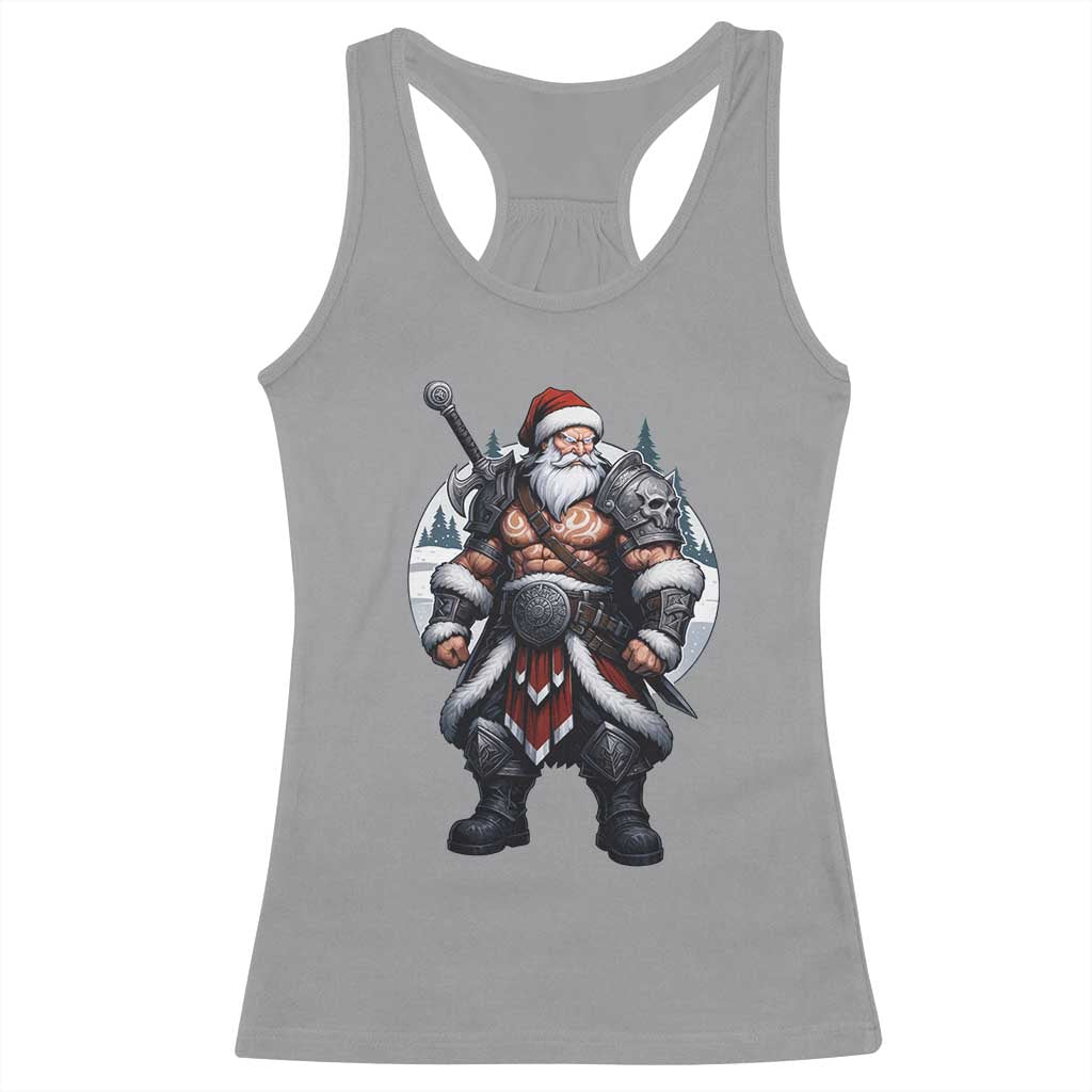 Epic Viking Santa Christmas Racerback Tank Top Barbarian Style Holiday Warrior Claus - Wonder Print Shop