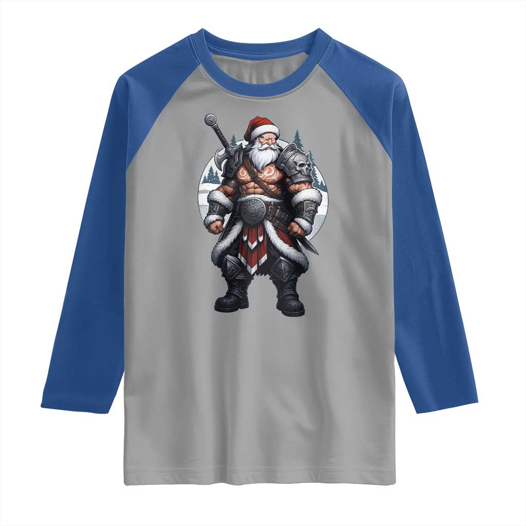Epic Viking Santa Christmas Raglan Shirt Barbarian Style Holiday Warrior Claus - Wonder Print Shop