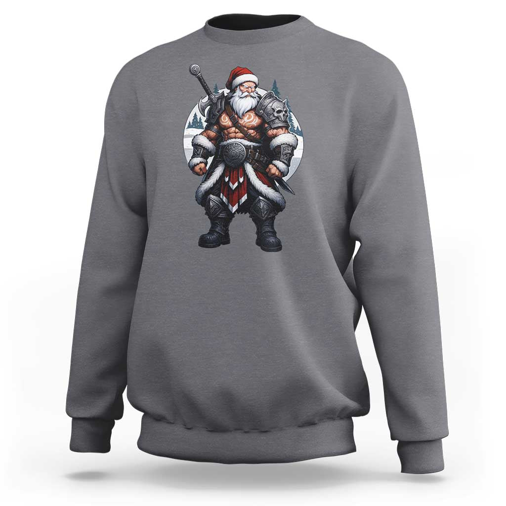 Epic Viking Santa Christmas Sweatshirt Barbarian Style Holiday Warrior Claus - Wonder Print Shop