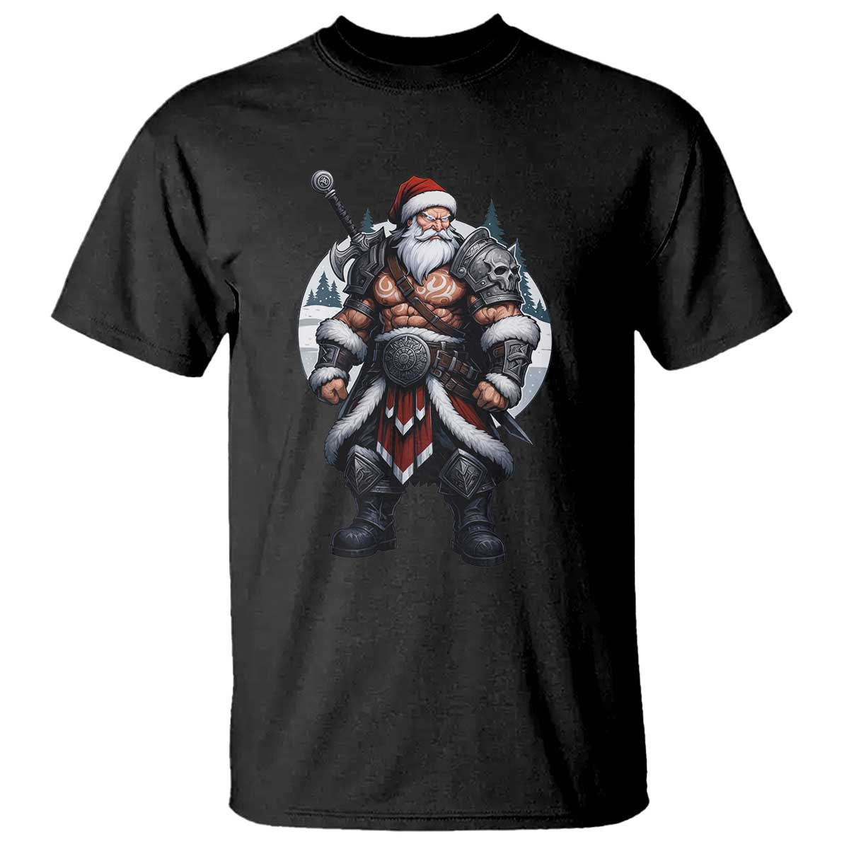 Epic Viking Santa Christmas T Shirt Barbarian Style Holiday Warrior Claus - Wonder Print Shop