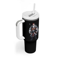 Epic Viking Santa Christmas Tumbler With Handle Barbarian Style Holiday Warrior Claus - Wonder Print Shop