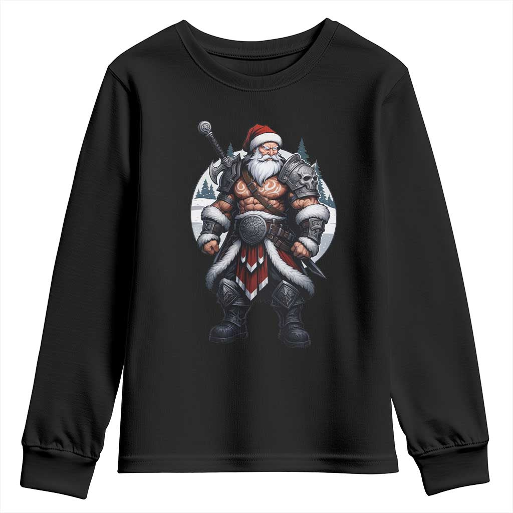Epic Viking Santa Christmas Youth Sweatshirt Barbarian Style Holiday Warrior Claus - Wonder Print Shop