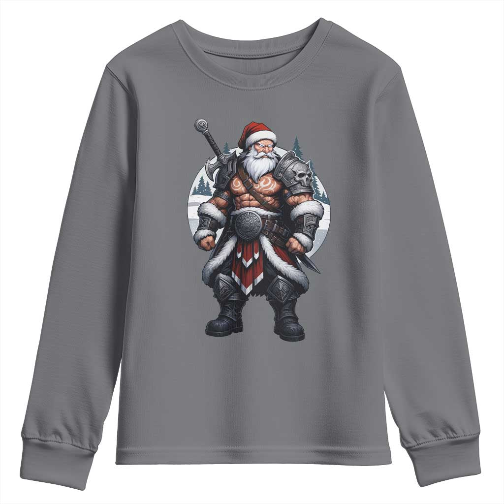 Epic Viking Santa Christmas Youth Sweatshirt Barbarian Style Holiday Warrior Claus - Wonder Print Shop