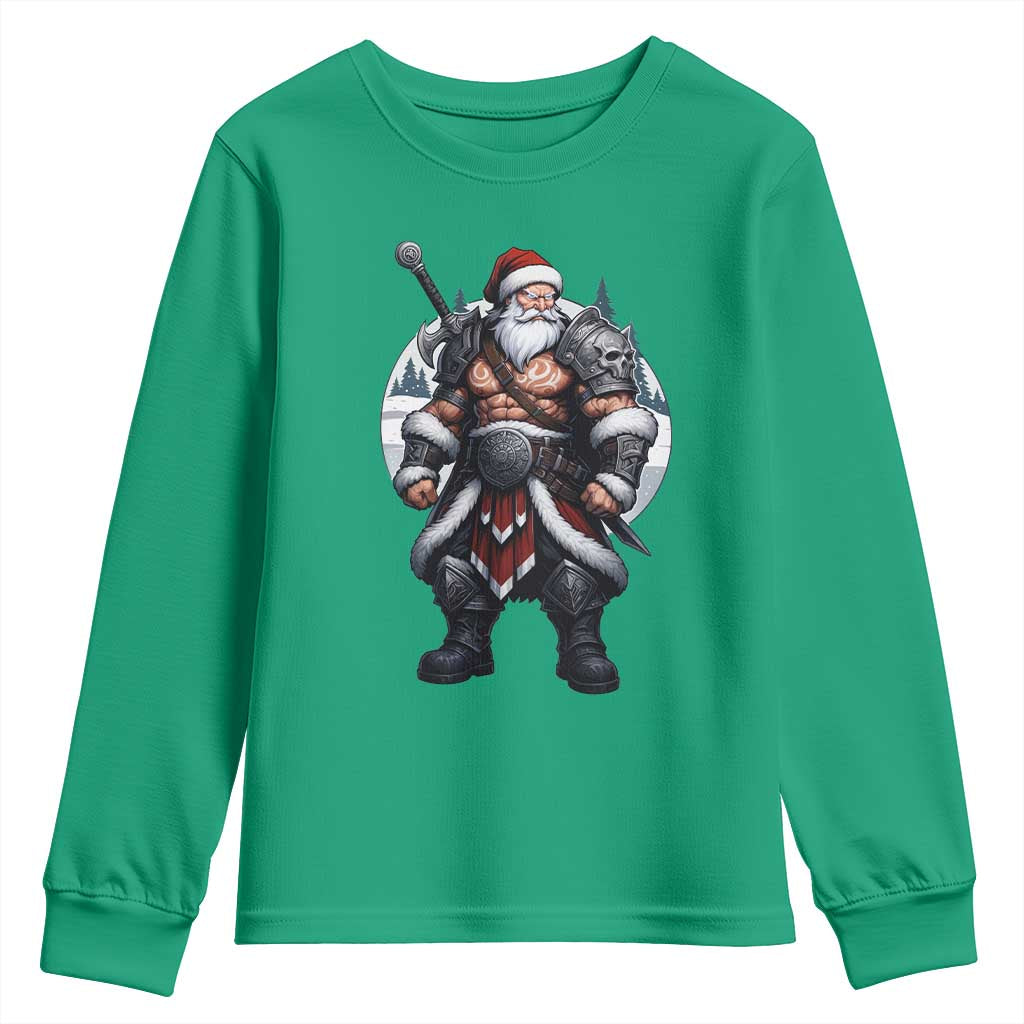 Epic Viking Santa Christmas Youth Sweatshirt Barbarian Style Holiday Warrior Claus - Wonder Print Shop