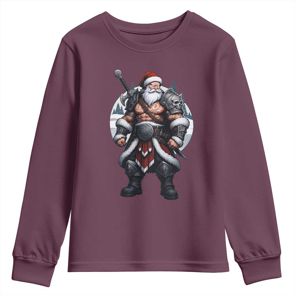 Epic Viking Santa Christmas Youth Sweatshirt Barbarian Style Holiday Warrior Claus - Wonder Print Shop