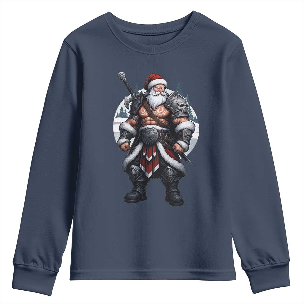 Epic Viking Santa Christmas Youth Sweatshirt Barbarian Style Holiday Warrior Claus - Wonder Print Shop