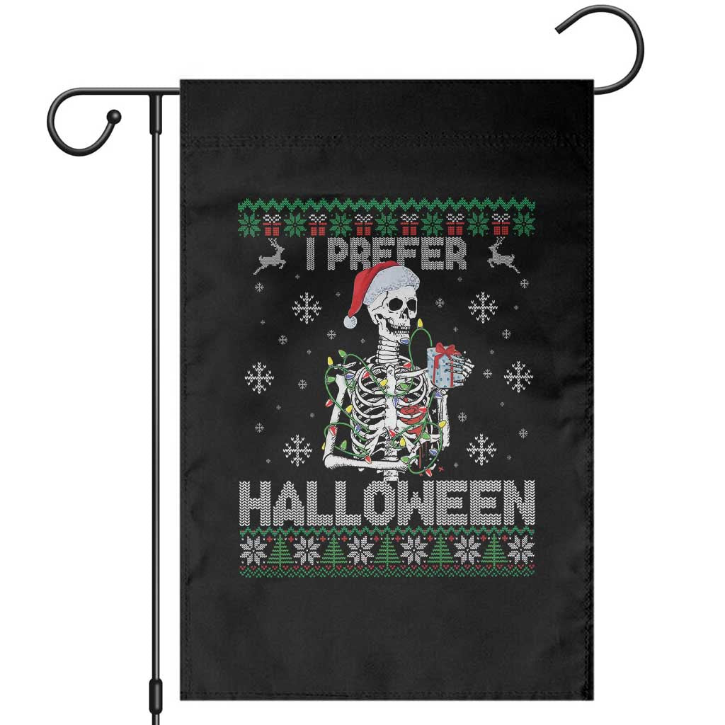 Funny Skeleton Christmas Garden Flag I Prefer Halloween Spooky Xmas Holiday - Wonder Print Shop