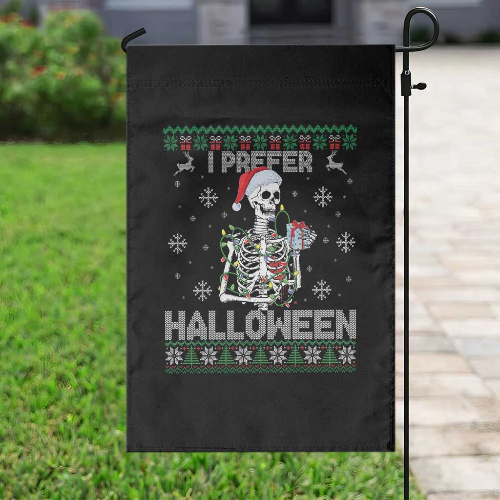 Funny Skeleton Christmas Garden Flag I Prefer Halloween Spooky Xmas Holiday - Wonder Print Shop