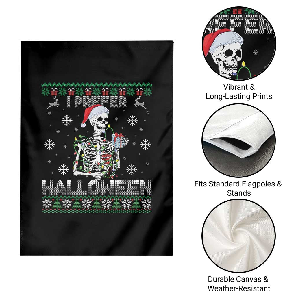 Funny Skeleton Christmas Garden Flag I Prefer Halloween Spooky Xmas Holiday - Wonder Print Shop