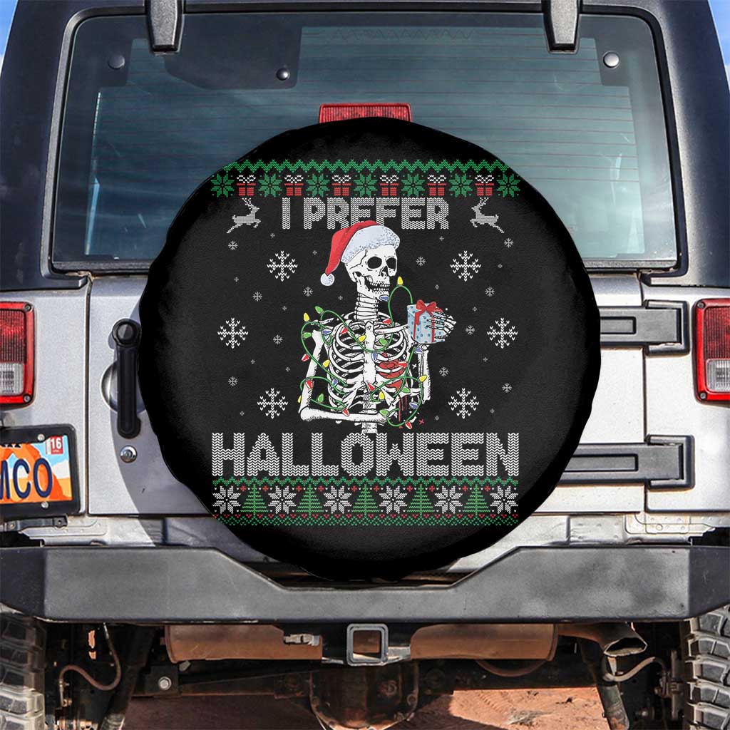 Funny Skeleton Christmas Spare Tire Cover I Prefer Halloween Spooky Xmas Holiday - Wonder Print Shop