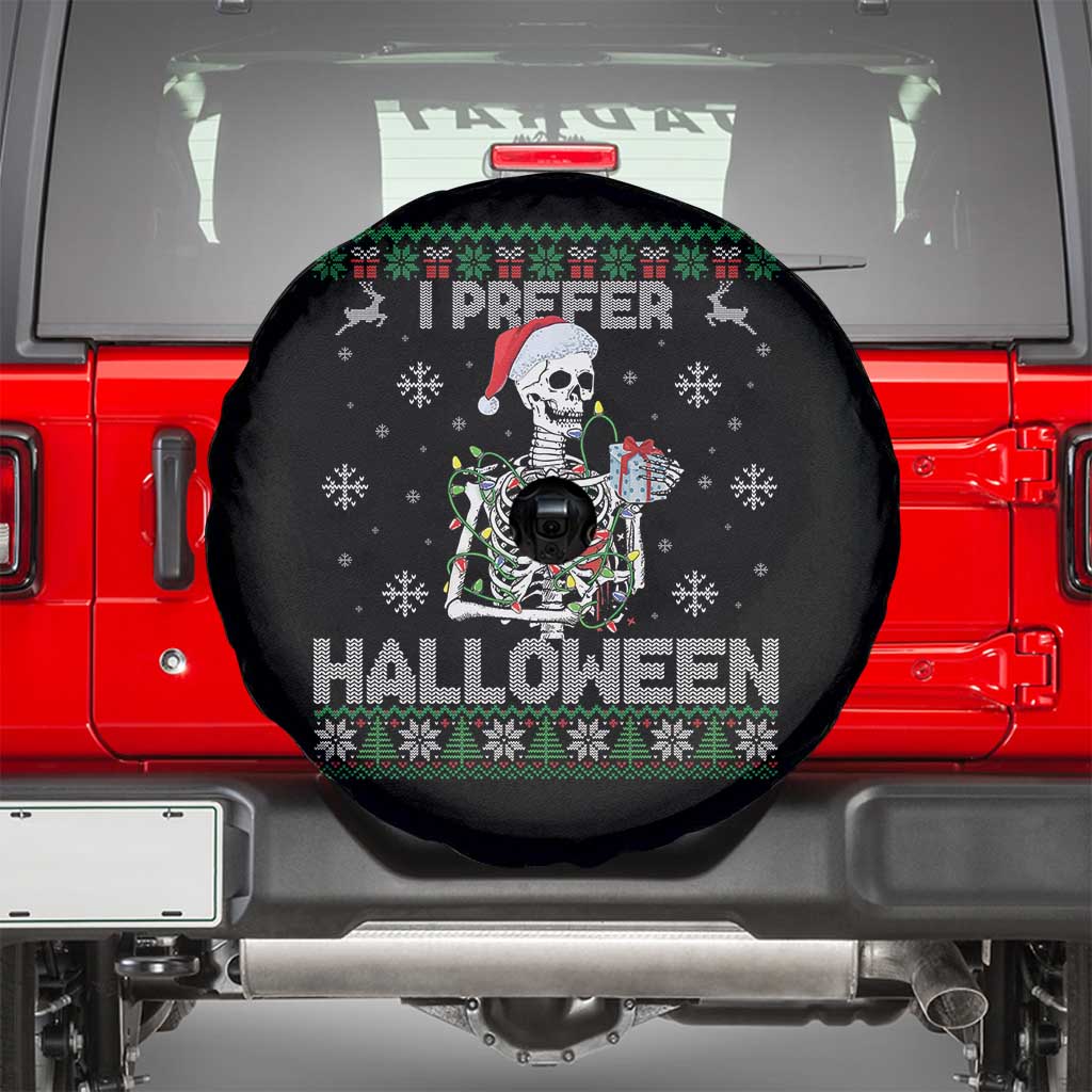 Funny Skeleton Christmas Spare Tire Cover I Prefer Halloween Spooky Xmas Holiday - Wonder Print Shop