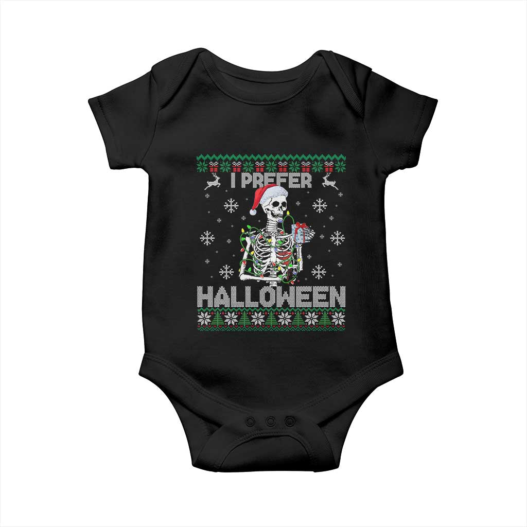 Funny Skeleton Christmas Baby Onesie I Prefer Halloween Spooky Xmas Holiday - Wonder Print Shop