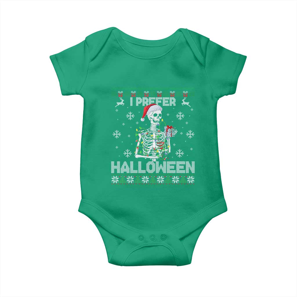 Funny Skeleton Christmas Baby Onesie I Prefer Halloween Spooky Xmas Holiday - Wonder Print Shop