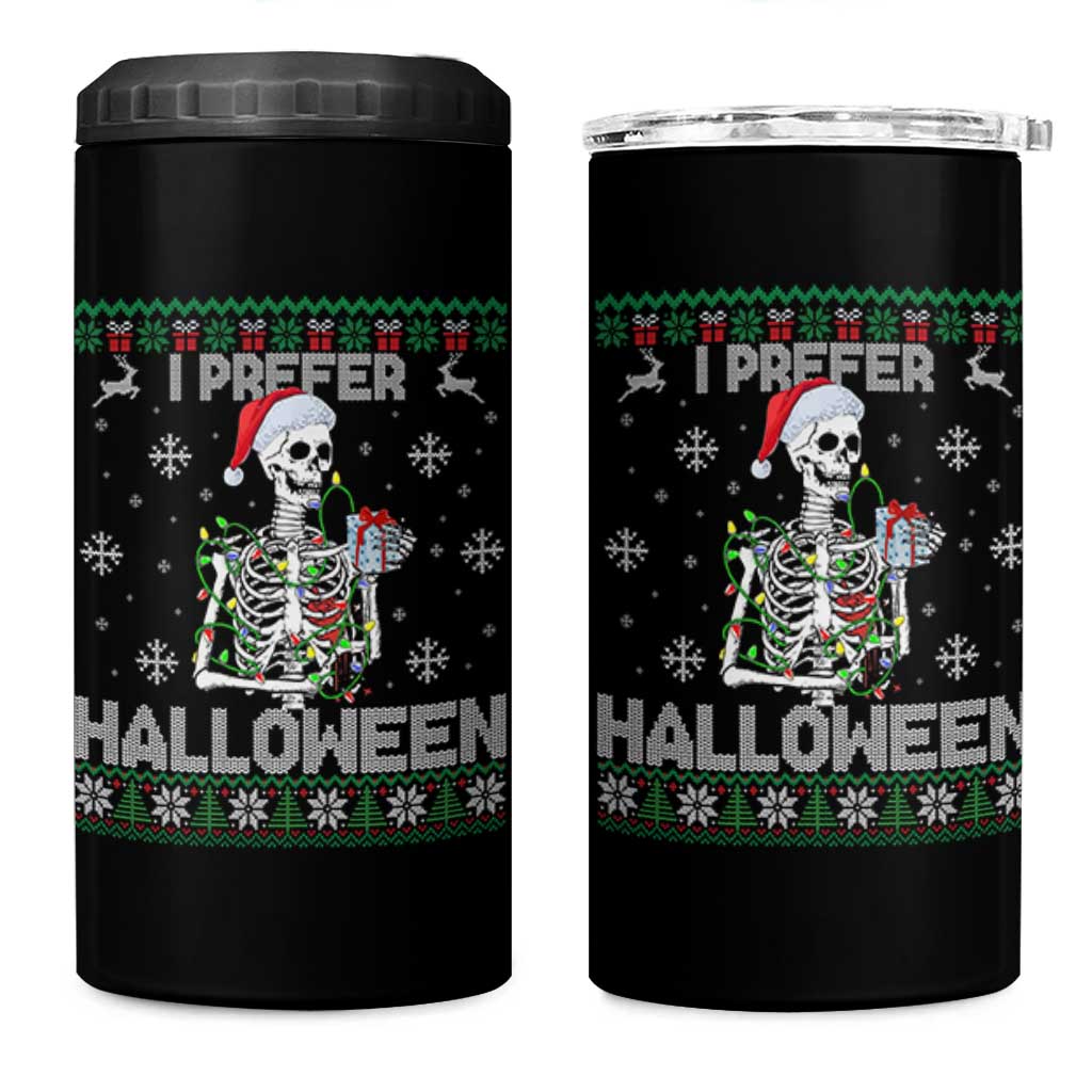 Funny Skeleton Christmas 4 in 1 Can Cooler Tumbler I Prefer Halloween Spooky Xmas Holiday - Wonder Print Shop