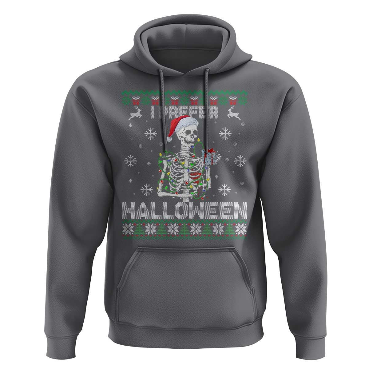 Funny Skeleton Christmas Hoodie I Prefer Halloween Spooky Xmas Holiday - Wonder Print Shop