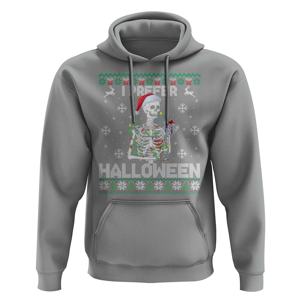 Funny Skeleton Christmas Hoodie I Prefer Halloween Spooky Xmas Holiday - Wonder Print Shop