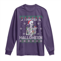Funny Skeleton Christmas Long Sleeve Shirt I Prefer Halloween Spooky Xmas Holiday - Wonder Print Shop