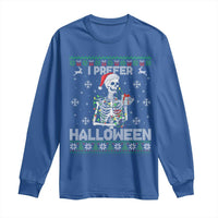 Funny Skeleton Christmas Long Sleeve Shirt I Prefer Halloween Spooky Xmas Holiday - Wonder Print Shop