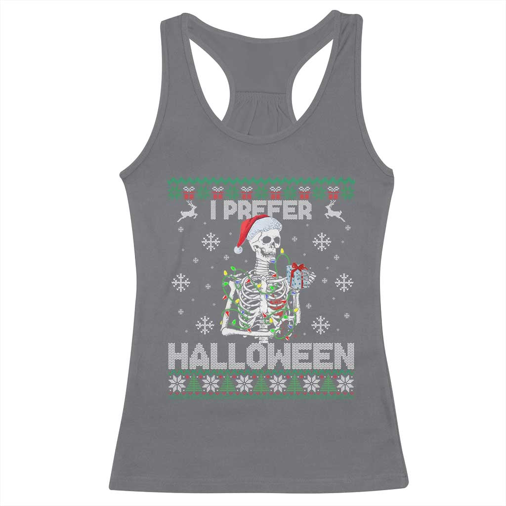 Funny Skeleton Christmas Racerback Tank Top I Prefer Halloween Spooky Xmas Holiday - Wonder Print Shop
