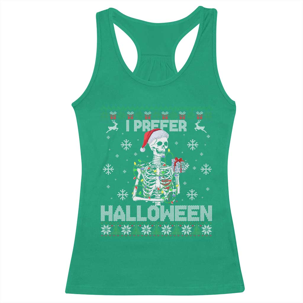 Funny Skeleton Christmas Racerback Tank Top I Prefer Halloween Spooky Xmas Holiday - Wonder Print Shop