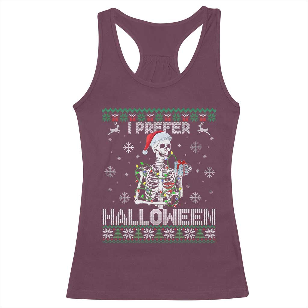 Funny Skeleton Christmas Racerback Tank Top I Prefer Halloween Spooky Xmas Holiday - Wonder Print Shop