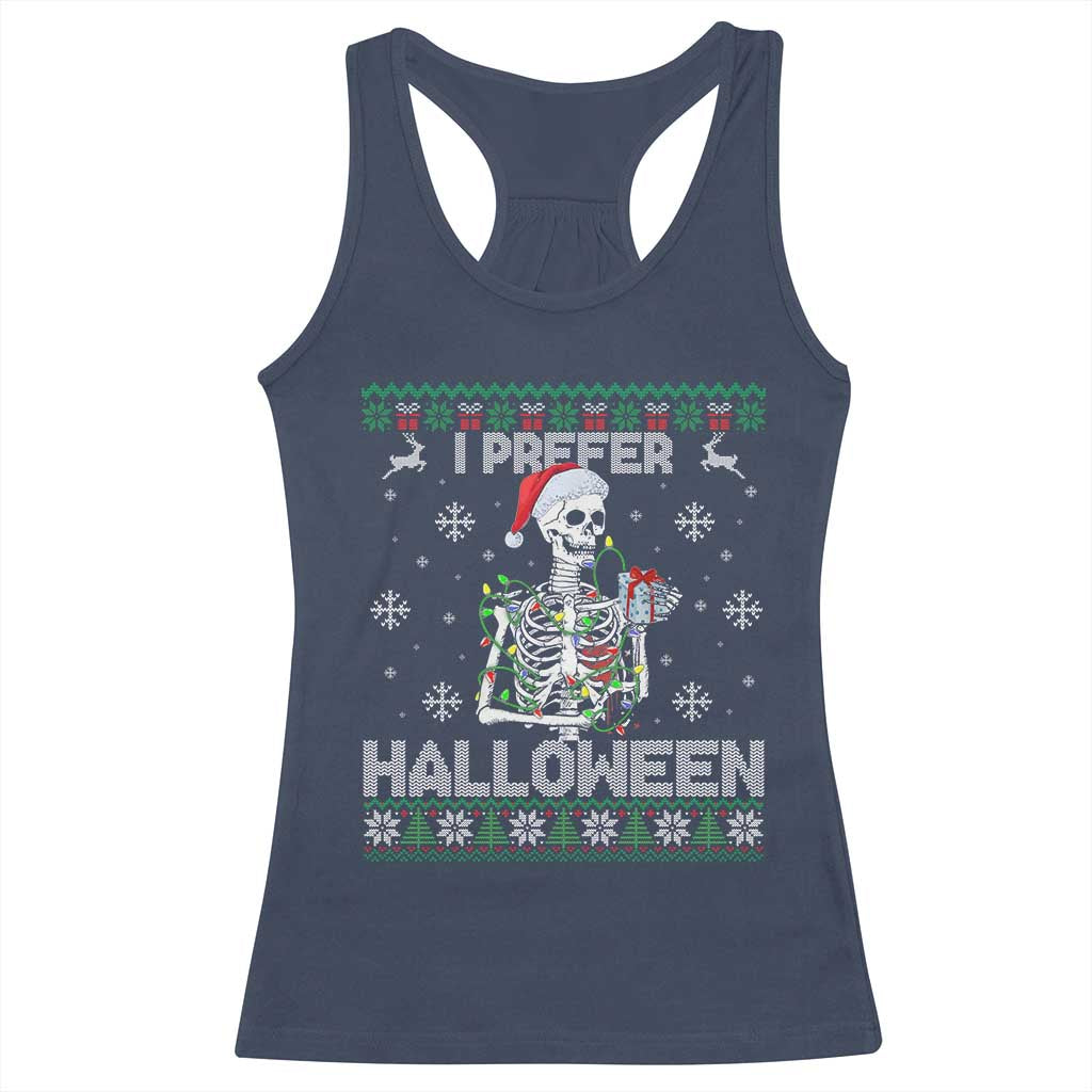 Funny Skeleton Christmas Racerback Tank Top I Prefer Halloween Spooky Xmas Holiday - Wonder Print Shop