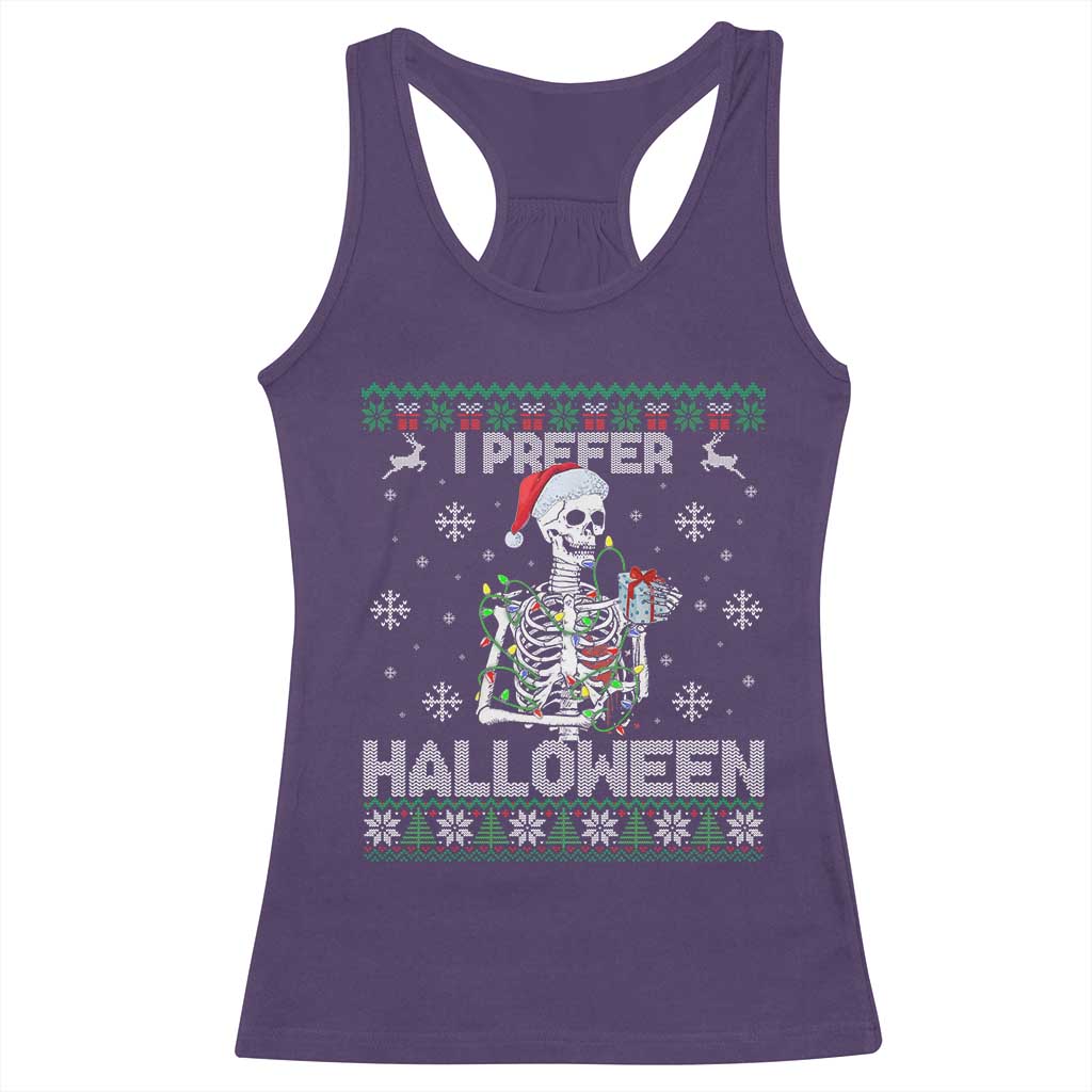 Funny Skeleton Christmas Racerback Tank Top I Prefer Halloween Spooky Xmas Holiday - Wonder Print Shop