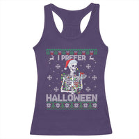 Funny Skeleton Christmas Racerback Tank Top I Prefer Halloween Spooky Xmas Holiday - Wonder Print Shop